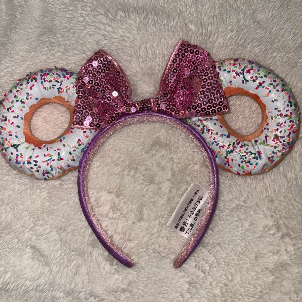Pink Sequin Donut Ears Minnie Mouse Ears